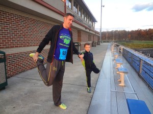 Stretching before the race