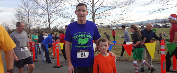 Connor and I at the Jingle Bell 5K at Blandy Farm