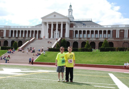 Connor and his buddy Rylan in front of Handley High School