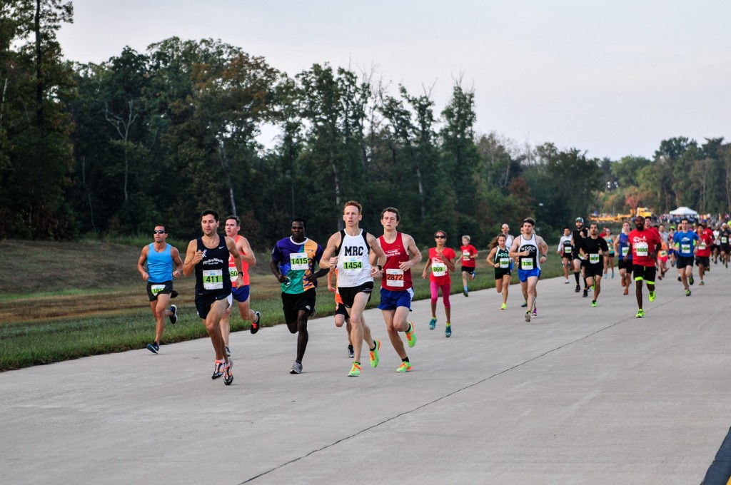 The lead pack at the start.