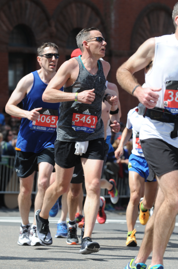 The final turn, Hereford onto Boylston.