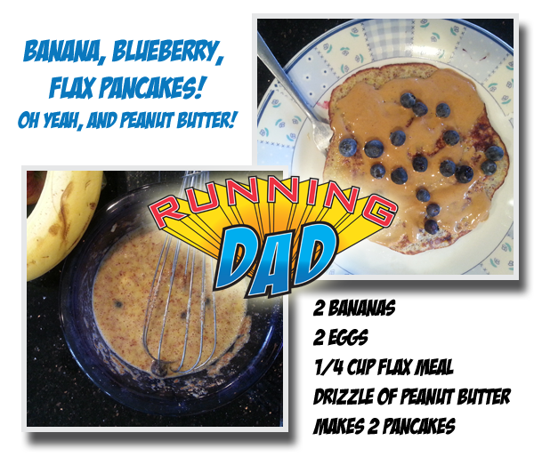 Easy to Make Run Fuel. Banana, Blueberry, Flax Pancakes